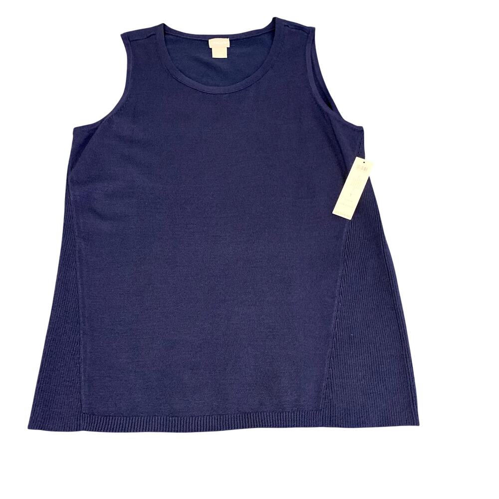 Chicos Navy Sweater Tank Size M NWT